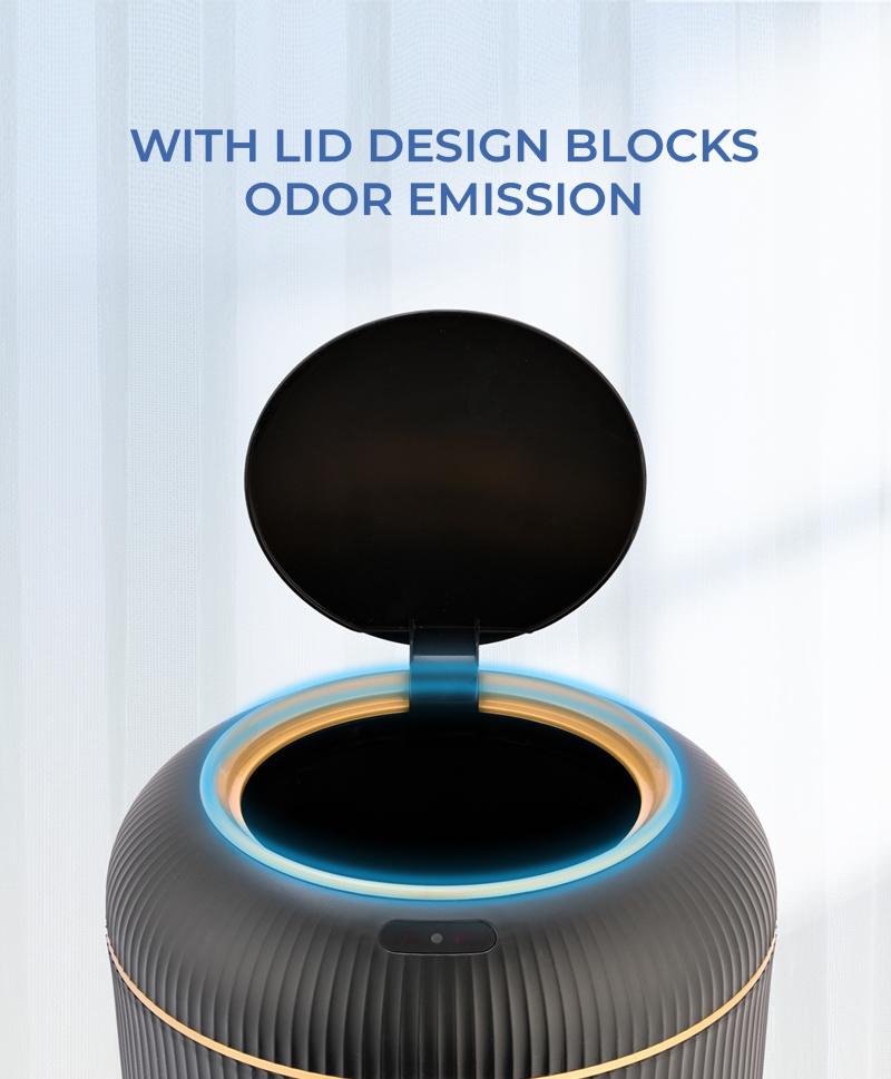 PUKOMC Smart Trash Can – Motion Sensor Touchless Bin, Auto Close Lid, Waterproof 2.6-Gal – Compact For Kitchen/Office