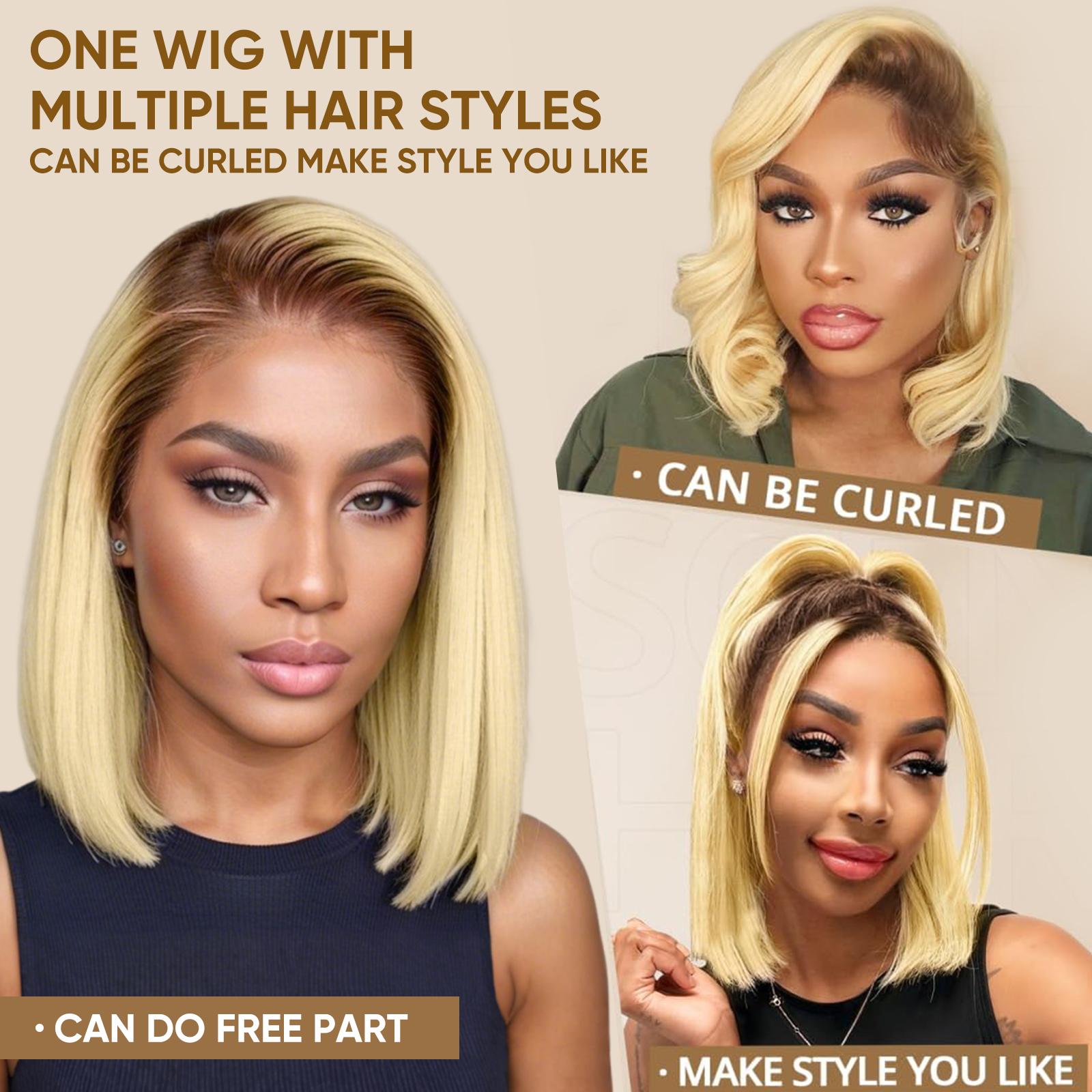 [Spring Musts] Wiggins Hair 4/613 Bob Wig Human Hair Straight Blonde Lace Closure Wig Pre Cut Lace Glueless Wigs Lace Closure Wig With Pre Plucked Hairline WeeklyDeals #SpringStatements