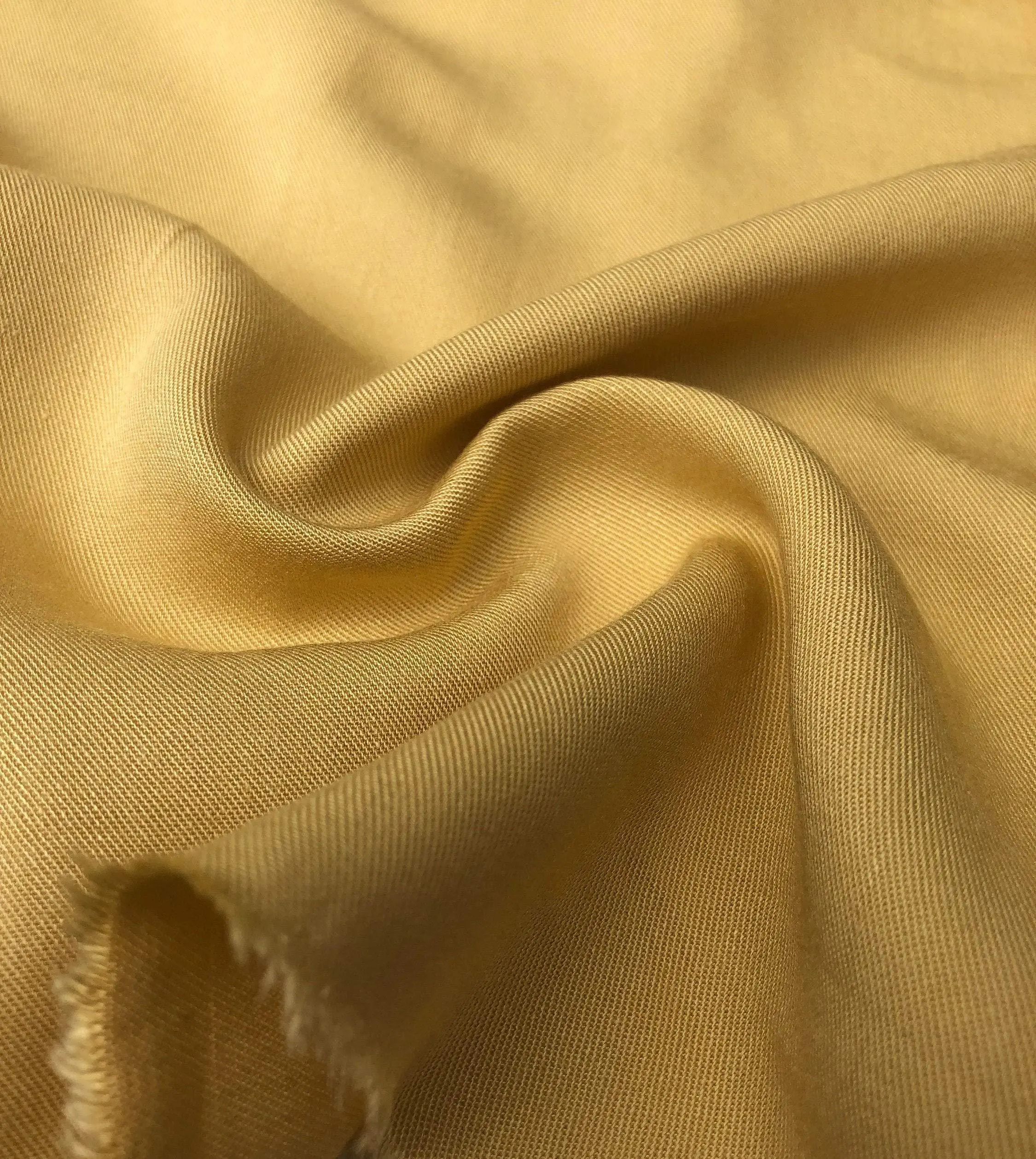 60-in Eco-Friendly Woven Fabric By The Yard, 100% Tencel Lyocell Banana Yellow Gabardine Twill, Medium Weight, 8.5 oz per Square Yard