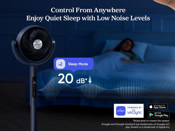 Levoit Corebreeze R432 Smart Standing cooling Fan 1451CFM High Airflow WiFi/Voice Control 12H Timer 120°+90° Oscillating 20dB 12 Speeds Pedestal & Tabletop, 2-Pack Bundle