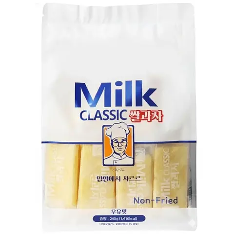 Milk Korean Rice Viral Snacks - 24-Pack Grab-and-Go Children's School Snack, Non-Fried, Trans Fat Free, Individually Wrapped, Ambient Temp, 240g (8.47oz), TikTok-Famous