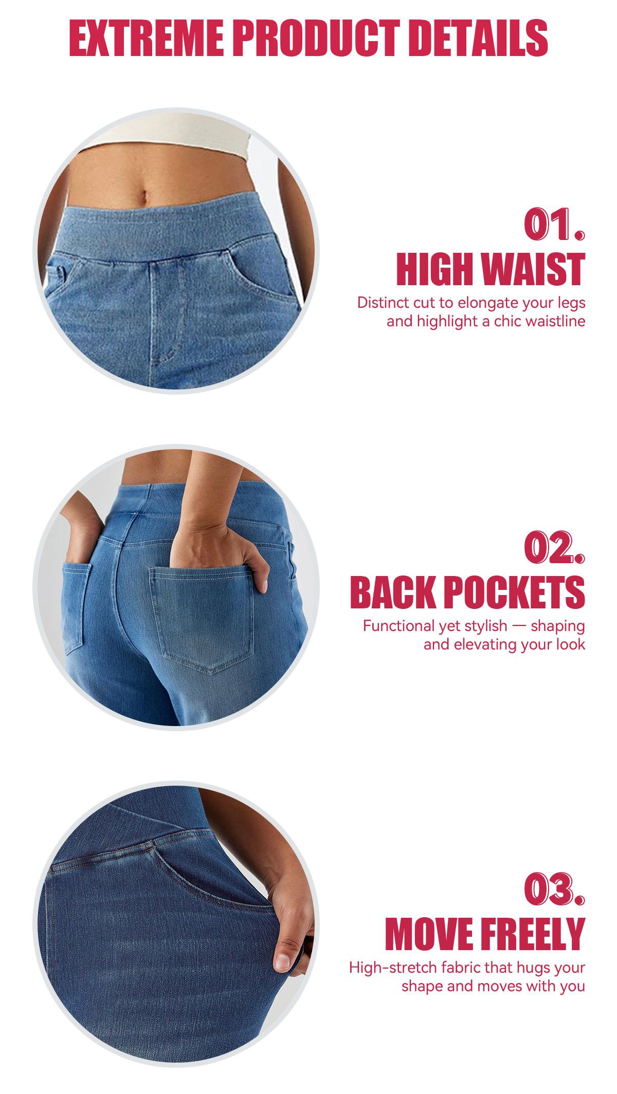 SHOWITTY Women's Wide-Leg High Waisted Straight Leg Jeans with Pockets – Stretchy Denim Pants