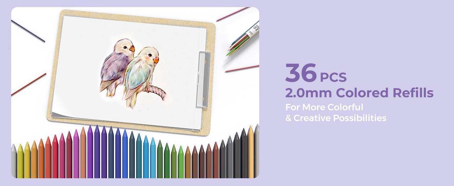 Four Candies 36PCS Aesthetic School Supplies, Mechanical Pencils 0.5mm, 0.7mm, 0.9mm & 2.0mm with 624PCS Lead Refills, Cute Mechanical Pencils for Writing, Drawing & Drafting, Student Essentials, school supplies art work, Ideal Christmas Gift for Kids