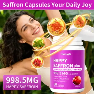 Heaisrlate 998.5MG Premium Happy Saffron】For Daily Wellness, Mood And Focus Suppor With Ashwagandha & Magnesium & L-Theanine & Rhodiola Rosea,For Housewives & Office Workers,As Valentine'S Day Gift