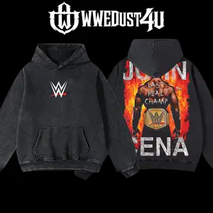 WWEDust4U Retro Vintage Limited Edition John Cena "The Last Real Champ" Hoodie 100% Cotton Blend Pre-washed for Softness Classic Menswear - Fabric