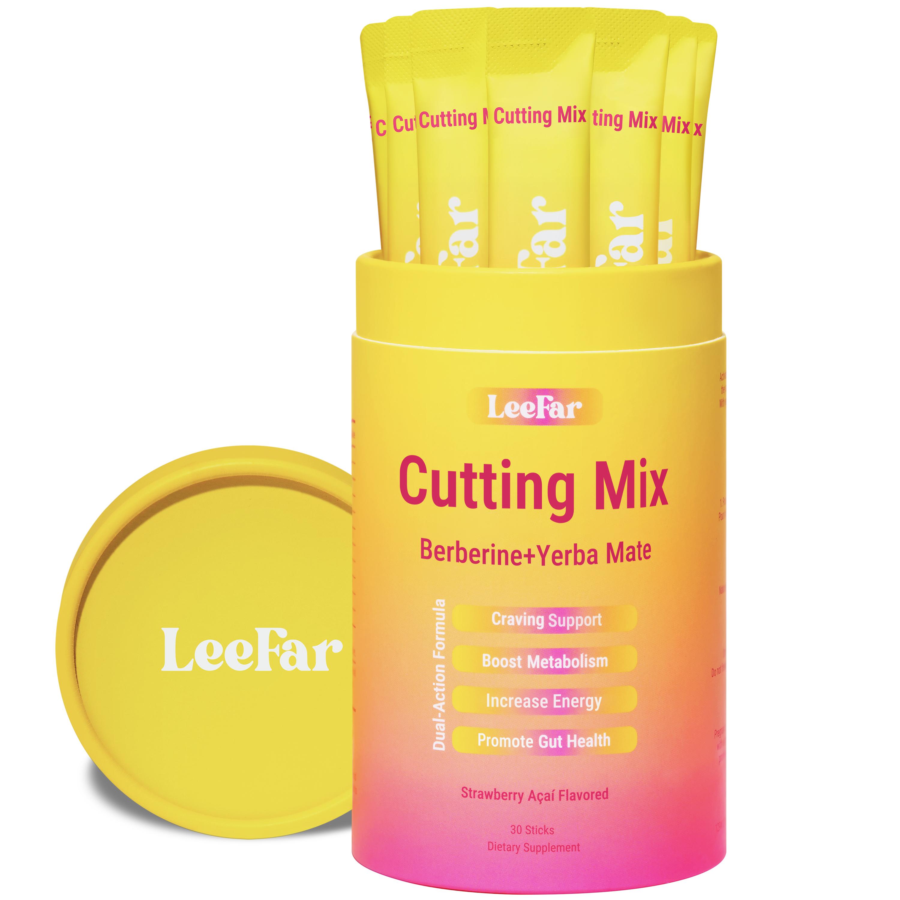 LeeFar Cutting Drink Mix – Berberine, Chromium, 5-HTP, Yerba Mate & Magnesium | Strawberry Açaí Flavor – 30 Servings