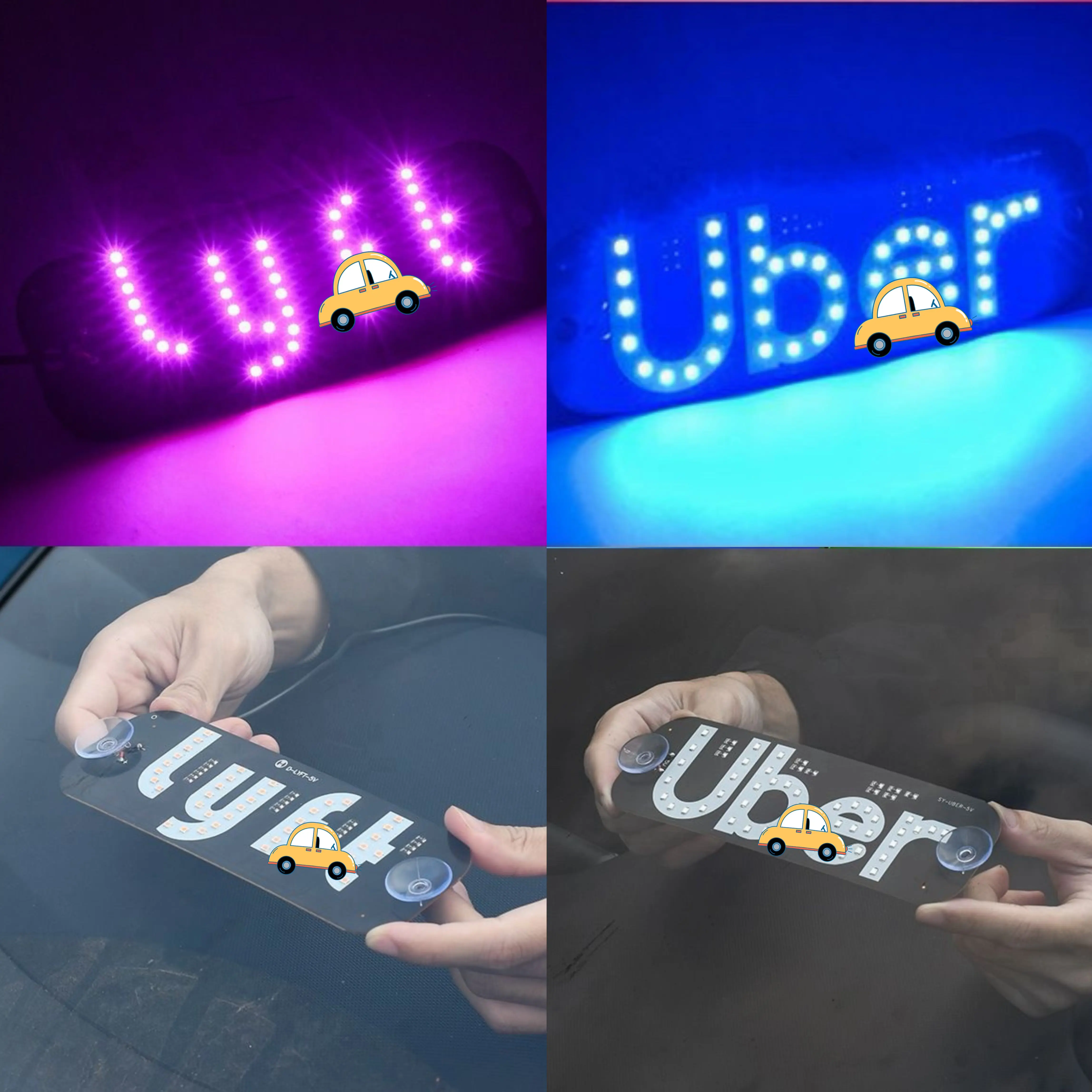 USB Powered Taxi Indicator Lamp With Strong Suction Cups, Multicolor Rideshare Logo Light Car Interior Decor Accessories For Lyft and U-b-er Drivers