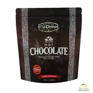 Vida Divina Hot Chocolate Premium Flavored Drink Infused with Reishi 320mg Non-Dairy Creamer 15 Sachets 32g per Serving Old Fashioned Flavor