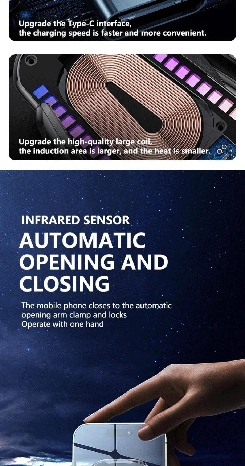 Car phone holder infrared sensing  intelligent rhythm wireless charging can jump according to the sound waves Add rhythmic color light function to move with music car  Accessories Automatic Mount Retractable Stand Adjustable Cellphone Clip