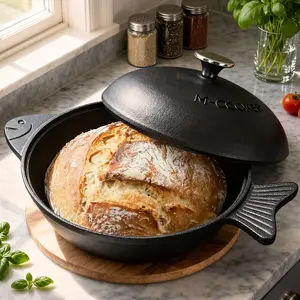 Cast Iron Dutch Oven Pot with Lid, 6 QT, Sourdough Dutch Oven, Casserole Pot, Braiser Pan, All Cooktops, Oven Safe to 500F, Cookware Kitchen, Wide Handles Even Heat Distribution small frying Nonstick Induction Wok cup egg 4-hole non-stick frying pan
