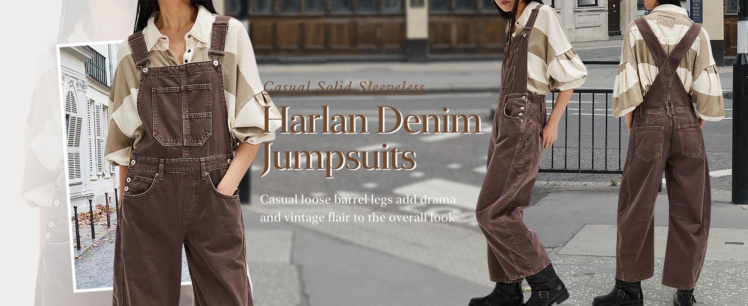 Chouyatou women's wide-leg denim overalls Y2k loose straight overalls jumpsuit Chouyatou women's wide-leg denim overalls Y2k loose straight overalls jumpsuit