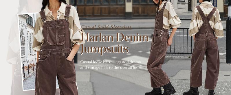 Chouyatou women's wide-leg denim overalls Y2k loose straight overalls jumpsuit