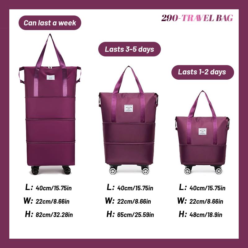 Expandable Travel Bag with Wheels, 100L Lightweight Foldable Luggage, Large Capacity Rolling Duffel Bag, Expandable Suitcase for Airplane Travel, Moving, Weekend Trips