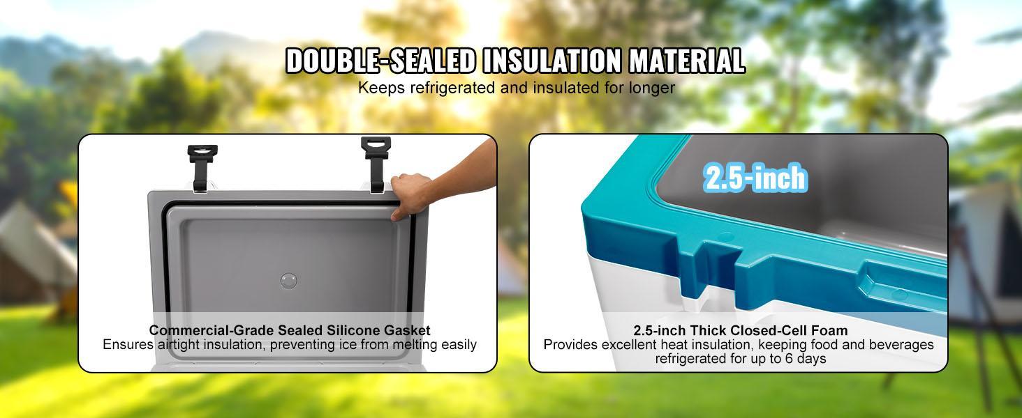 VEVOR Insulated Portable Lunchbox Cooler, Max 52 qt - Holds 50 Cans, Ice Retention Hard Cooler with Heavy Duty Handle, Ice Chest Lunch Box for Camping, Beach, Picnic, Travel, Outdoor  VEVOR Super Brand Day