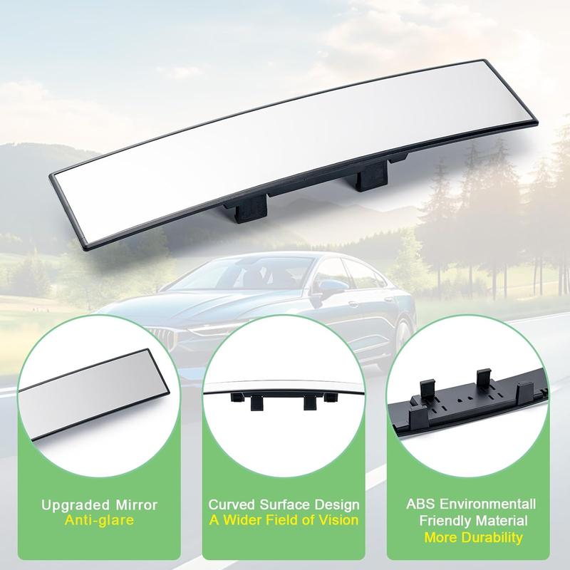L- Inch Panoramic Convex real view Mirror, Interior Clip-on Wide Angle to Reduce Blind Spot Effectively for Car SUV Trucks Clear Visibility Safety Install Rearview High Definition