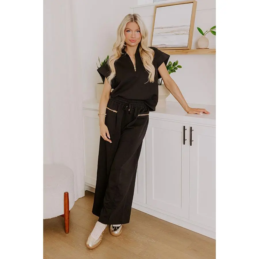 Street Style Chic High Waist Scuba Pants in Black