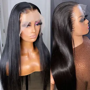 [28In Only For $88]13x4 Straight 100% Remy Human Hair Wigs 13x6 Hd Lace Frontal Wig Human Hair Straight 360 transparent Lace Human Hair Wig For Black Women 180% Pre Plucked Hairline Natural Black