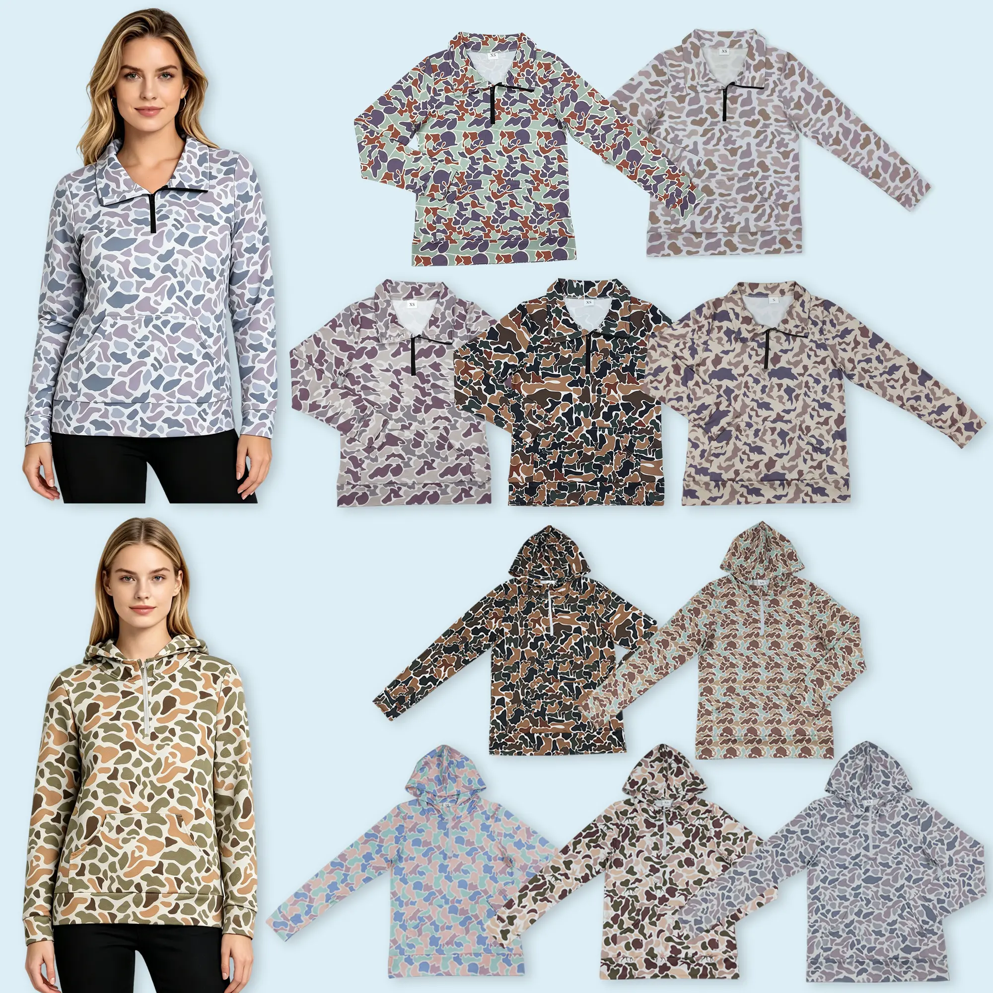 Adult women camouflage hunting season pullover top