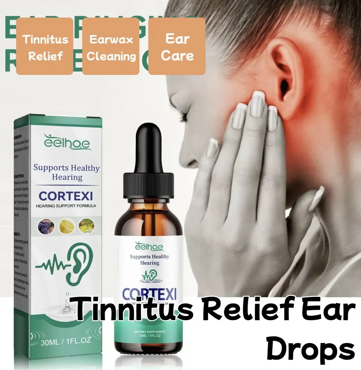 EELHOE Tinnitus Ear Drops Clean Earwax Relieve Tinnitus Ear Back Ear Discomfort Ear Drops EELHOE Tinnitus Ear Drops Clean Earwax Relieve Tinnitus Ear Back Ear Discomfort Ear Drops