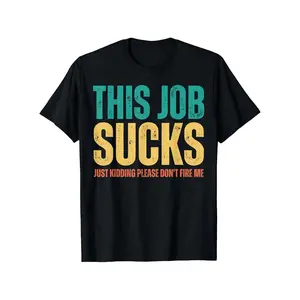 Funny "This Job Sucks" Work Humor T-Shirt - Coworker Office Prank Gift Suitable for Men & Women, Lightweight Short Sleeve Round Neck Casual Tee with Slogan, All-Season Comfort Fit (Black with Teal)