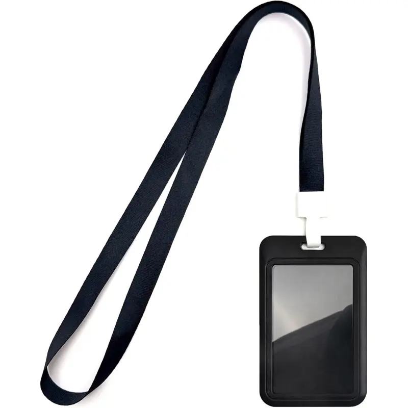 ID Badge Holder with Lanyard Black Lanyards with Clear Window ID Card Holder for Office School Credit Cards Proximity Key Cards Drivers Licenses and Passes Teacher Lanyard With Id Holder Id Holders For Badges Office Supplies