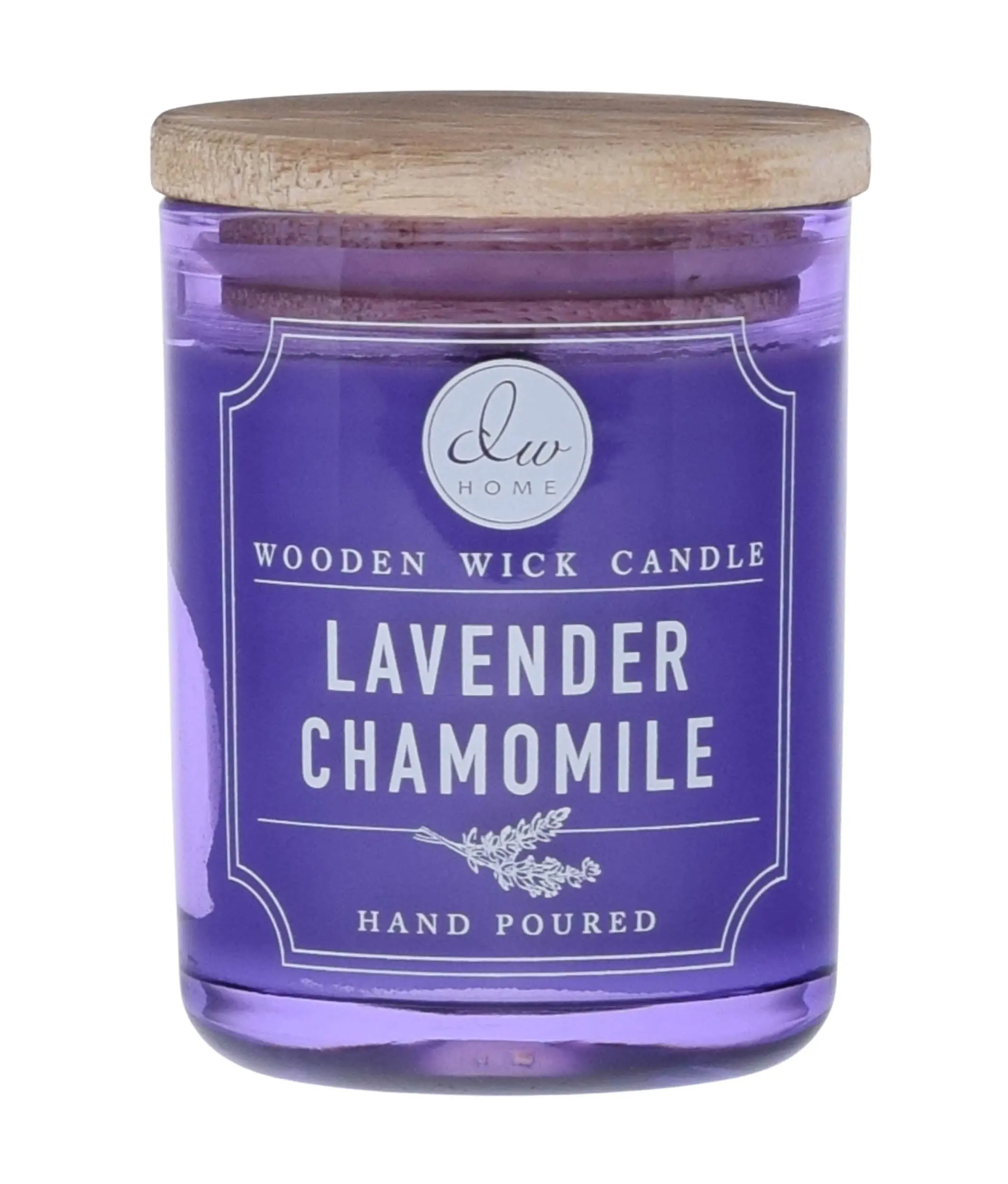 DW Home Lavender Chamomile Scented Candle - Mini Hand-Poured Wooden Wick Candle with Bergamot, Wild Musk, Woody Aroma, Soft Floral Home Decor Fragrance, Gift Item