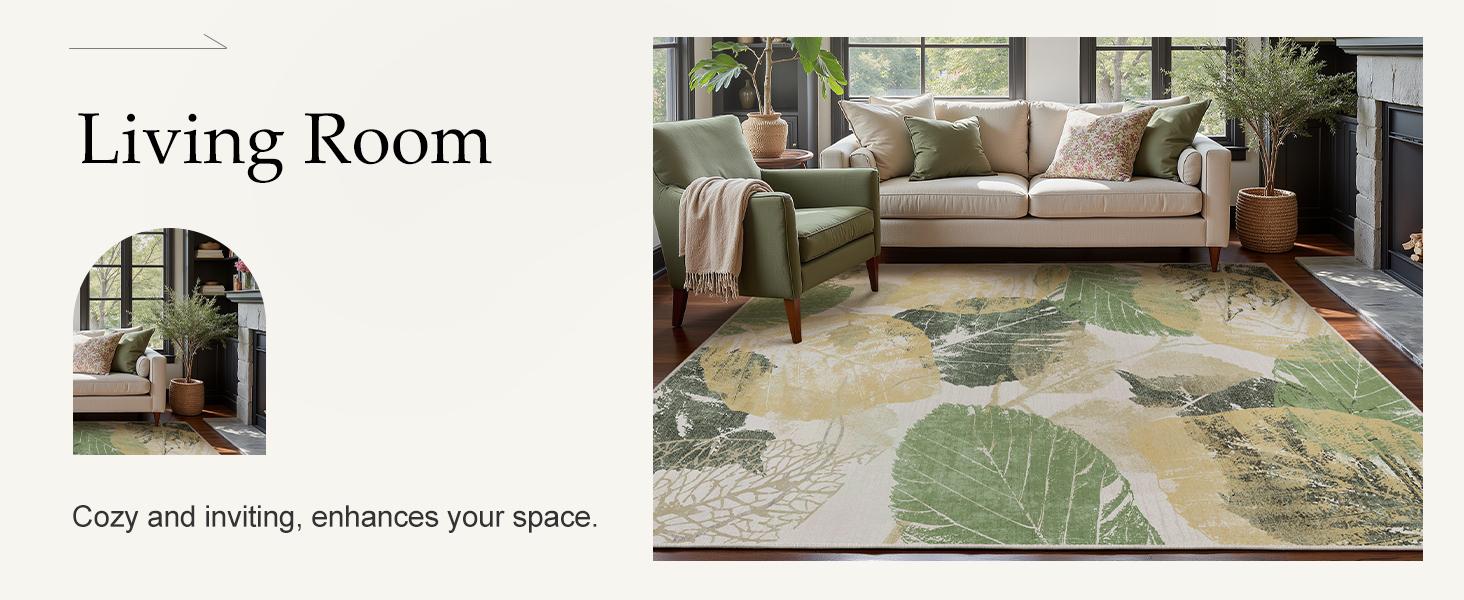 GENIMO Non-Slip Vintage Rugs, Low Pile Lightweight Print Carpet for Living Room，Bedroom, Office, Dining Room, Machine Washable Rug