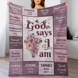 Christian Gifts for Women Blanket, Christian Scripture Fleece Blanket with Bible Verses & Floral Cross, Baptism Gifts for Girls, Religious Throw, Soft Cozy Gift for Mom/Daughter/Sister, Faith Home Decor, Mother's Day Gift
