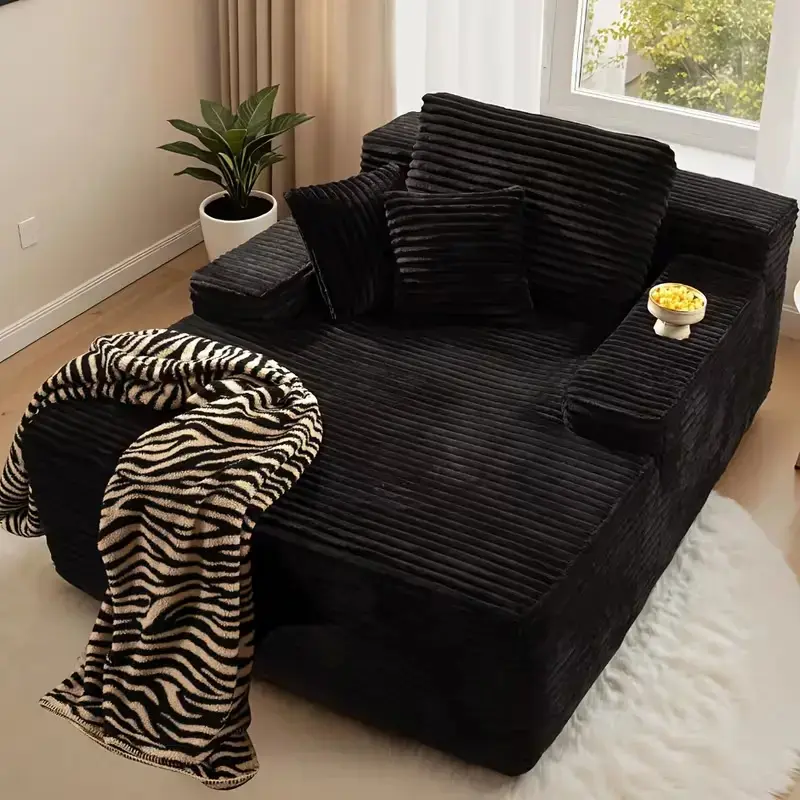 67" Extra-Large boneless couches Chaise Lounge Chair Indoor,Faux Sleeper Sofa Couch Bed with Pillows Wide Armrests,Fluffy Comfy Cloud Couch,Compression Foam Couch for Living Room,Bedroom,No Assembly corduroy love