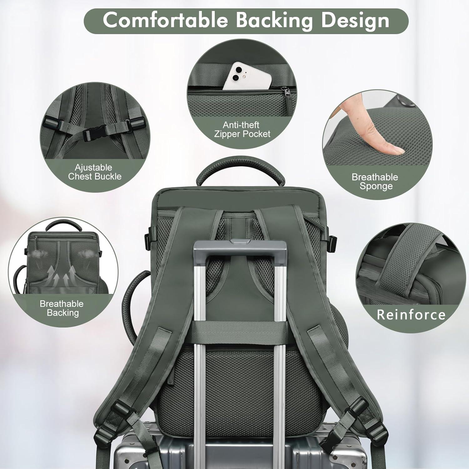 Simple Multi-Compartment Business Laptop Travel Bag Lightweight Zipper Luggage Backpack, Preppy Backpack, Large-Capacity Men’s Casual Travel Backpack, Women’s Computer Backpack, High School and Middle School Student Backpack, College Student Backpack