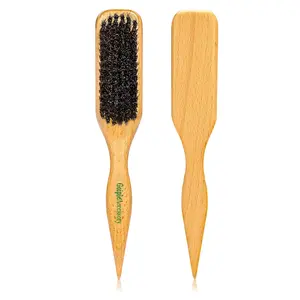 Goiple Boar Bristle Hair Brush for Sleek Ponytail Bun & Smoothing Baby Hairs - Soft Medium Brush for Men & Women, Wooden Design