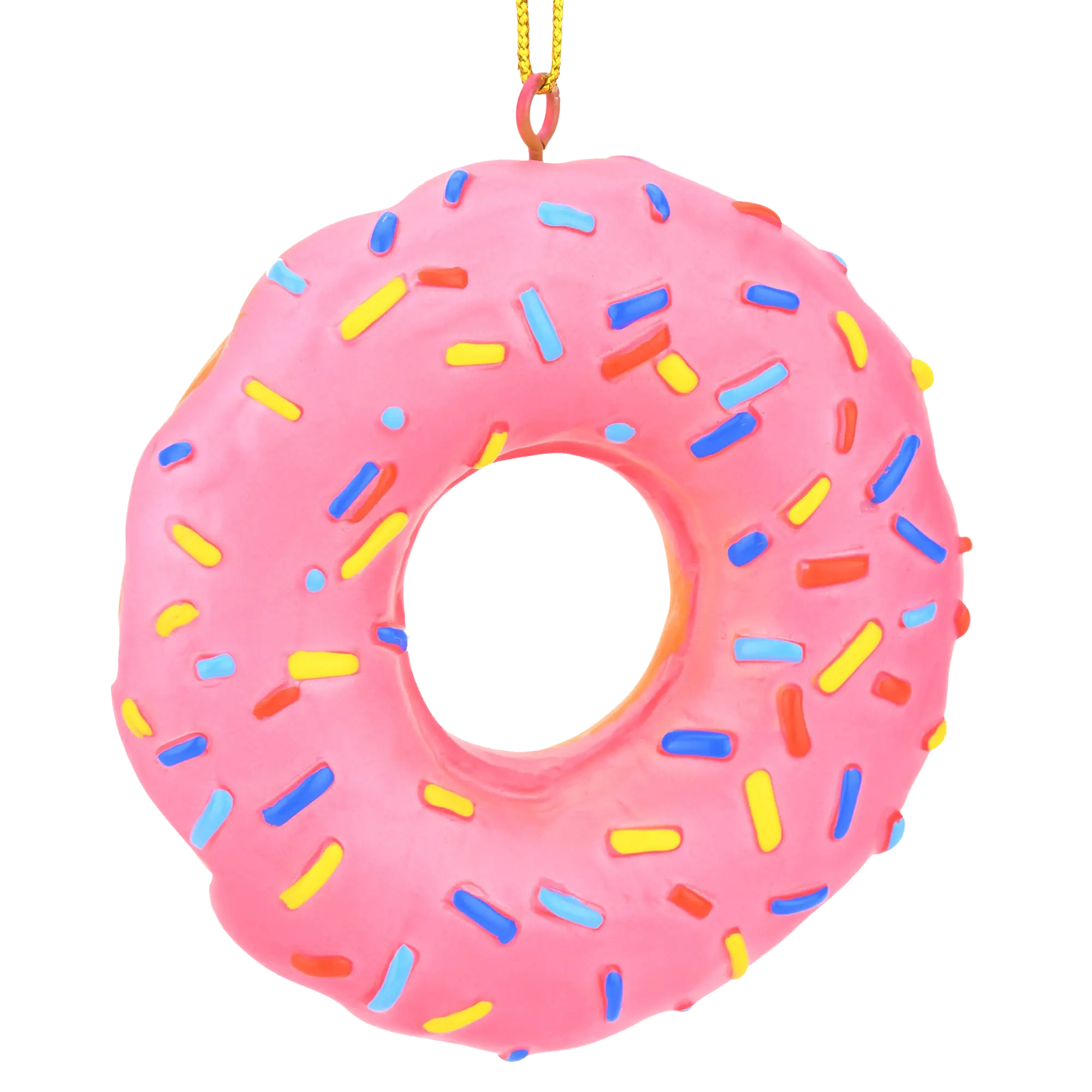 Tree Buddees Pink Donut Dessert Food Christmas Ornament Hand-Painted Resin 3" x 0.75" Funny Food Xmas Decorations