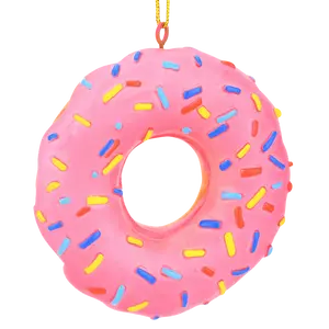 Tree Buddees Pink Donut Dessert Food Christmas Ornament Hand-Painted Resin 3" x 0.75" Funny Food Xmas Decorations