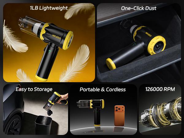 MR.EGO 20000Pa, G2 Car Vacuum Portable Cordless, 4-in-1 Mini Vacuum Cleaner with 20,000Pa Powerful Suction, Type-C Charging, 2 Suction Modes, Ultra-Light for Car, Home, Desk, Keyboards
