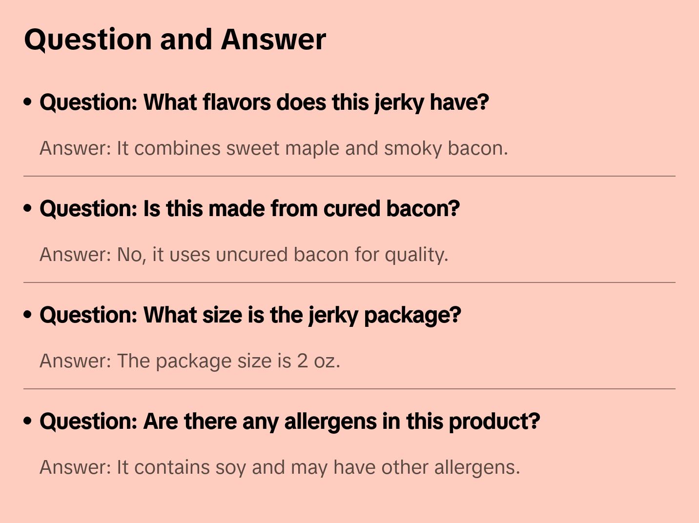 Maple Cinnamon Bacon Jerky - Dried Sugary Snack Sweet Flavor Profile