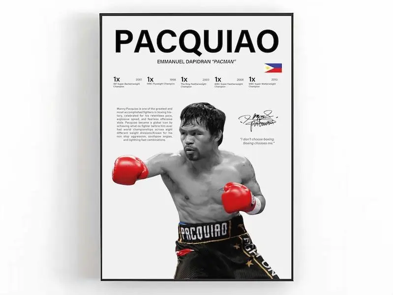 Manny Pacquiao Poster Boxing Wall Art Fighter Print Sports Room Decor Boxing Fan Gift