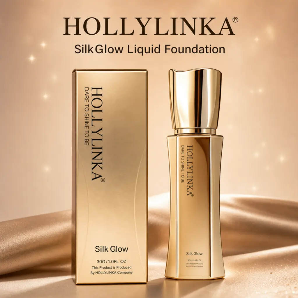 Hollylinka Silk Touch Glow Foundation with Hyaluronic Acid - 30ml Hydrating Moisturizing Liquid Makeup, Natural Flawless Nude Finish, Buildable Cover, Lightweight Smooth Texture, Long-Lasting Waterproof, Multiple Shades, Natural Blur for Daily Wear