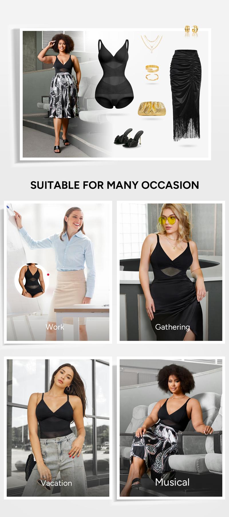 Nebility Women's V Neck Minimalist Comfortable Basic bodysuits shapewear mesh breathable sleeveless womenwear High Stretch Girdle Compression Womenswear