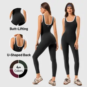 Inno Mint Women's One Piece Workout Jumpsuit - Yoga Full Length Romper with Square Neck & Butt Lifting Design for Gym & Casual Wear - Womenswear