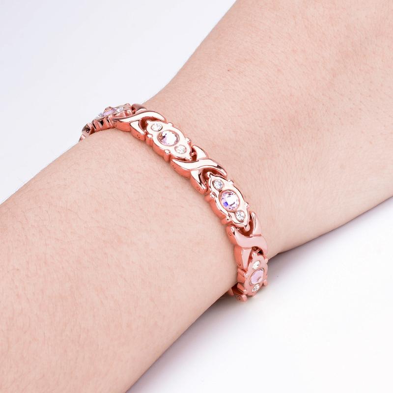 Energy magnet bracelet, eco-friendly alloy with diamonds, adjustable ladies' wristband