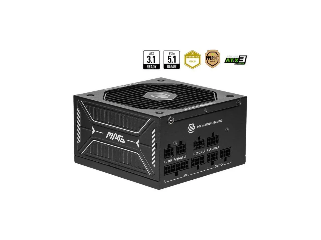 MSI MAG A650GLS PCIE5, Fully Modular Compact Gaming 650W Power Supply, 80+ Gold, ATX 3.1 & PCIe 5.1 Ready, Native Dual-color 12V-2x6 cable, Low-Noise, Embossed Jacket Cables, 10 Year Warranty