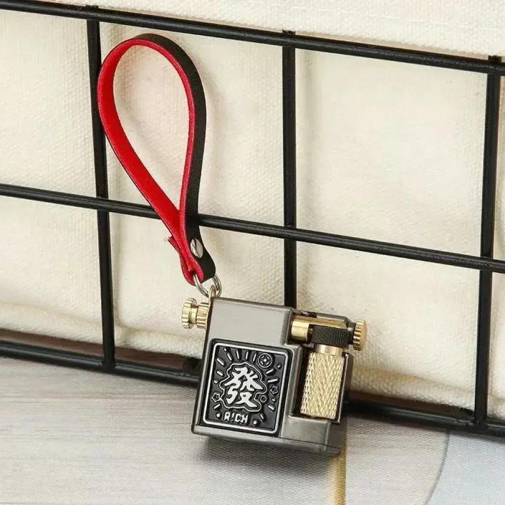 Cool Vintage Kerosene Lighter Retro Trench Wheel Sideslip Ignition Key Pendant Gift for Men(NO Fuel)