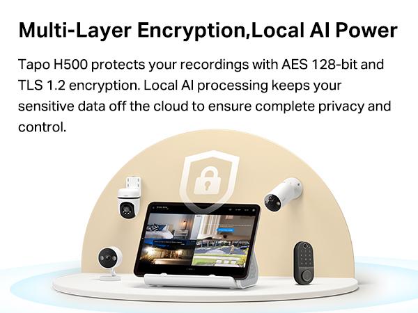 TP-Link & Tapo H500 Smart Home Central Hub – Command 16 Tapo Cameras & 64 Sub-G Sensors, Local 16 GB + 16 TB SATA Storage, Facial Recognition, HDMI Quad-View, 110 dB Alarm, Matter-Ready, No-Fee Security