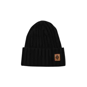 Chunky Knit Ribbed Beanie in Midnight