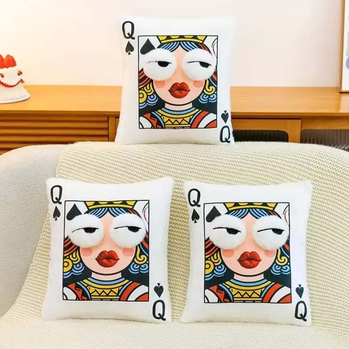 King of Spades Plush Throw Pillow, 35x45cm Embroidered Fluffy Decorative Accent for All-Seasons Sofa Home Decor