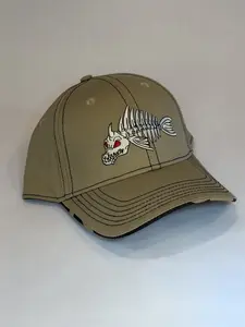DragonFish Bones Tan Sport Cap with Camouflage Lining and Velcro Closure for Outdoor Enthusiasts
