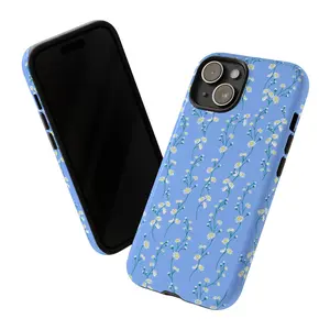 Dainty White Daisy Floral Pattern Light Blue Aesthetic Phone Case for iPhone 17 16 15 14 13 12 11 Pro Max Samsung Galaxy S24 S23 Ultra.