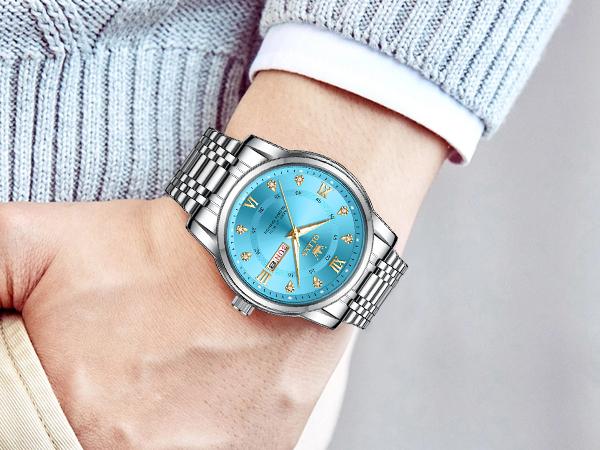 OLEVS Classic Men's Watches Stainless Steel Quartz Analog Date Display Waterproof Business Wristwatch with Luminous Feature OLEVS Classic Men's Watches Stainless Steel Quartz Analog Date Display Waterproof Business Wristwatch with Luminous Feature