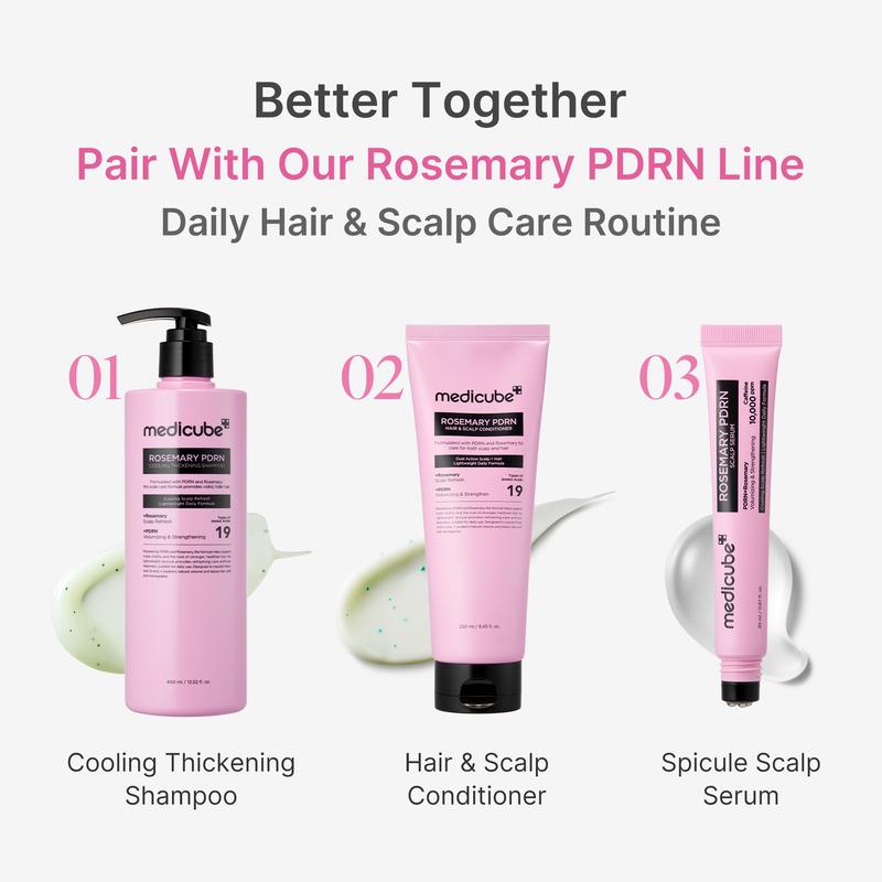 [NEW] [medicube] Rosemary PDRN Scalp-to-Hair Strengthening Set | Includes Shampoo, Conditioner, Scalp Serum | Hair Thinning Care Set for Dry & Oily, Damaged, Frizzy Hair, Oily Flaky-looking Scalp | Korea Hair Care