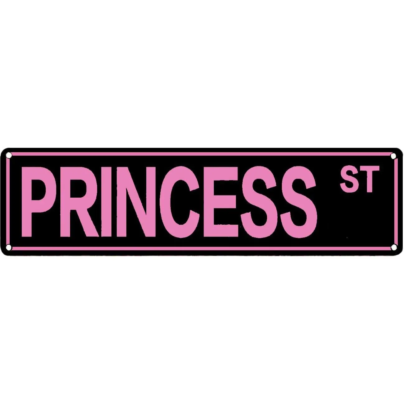 Pink "Princess St" Street Sign Wall Decor - Black & Pink Aesthetic Room Art for Teen Girl Bedroom & Dorm - Sassy Metal Tin Plaque - Cute Door Hanger for Daughter - Preppy Y2K Style Decoration